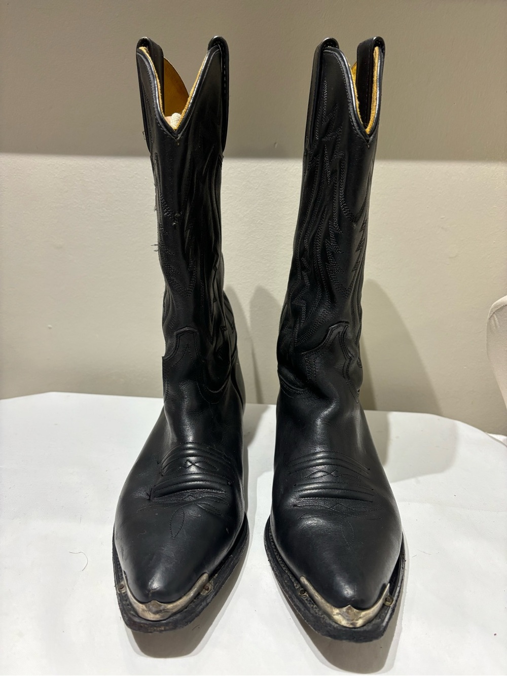 Tom Houston Womens Black Western Cowboy Boots - Classic Tall Leather
